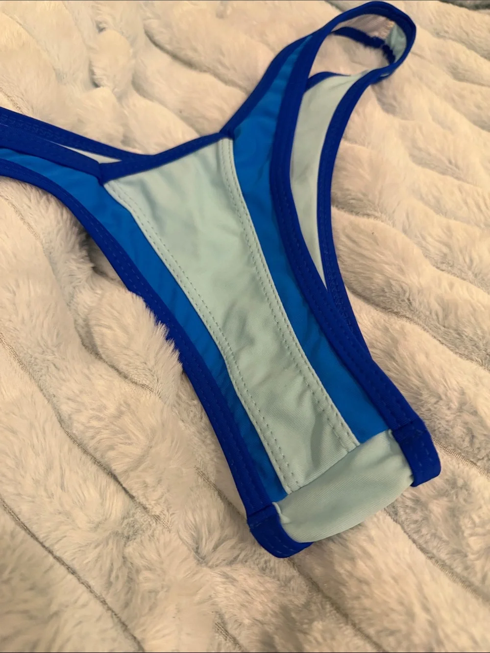 Royal blue color block thong bikini set size M